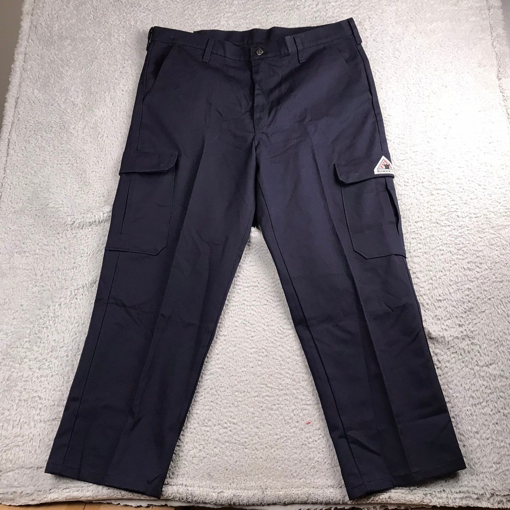 Bulwark FR Cargo Pants Mens 38 (40x28)Navy Blue Flame Resistant Workwear NEW‎